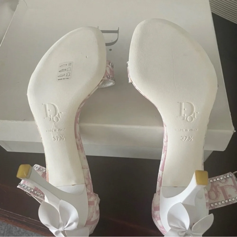 Dior Pink Monogram Crystal-Embellished Sandals Vintage but Brand New in the Box - Picture 5 of 15